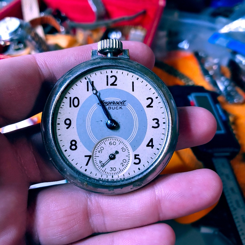 Sold-Ingersoll buck pocket watch runs 1890's